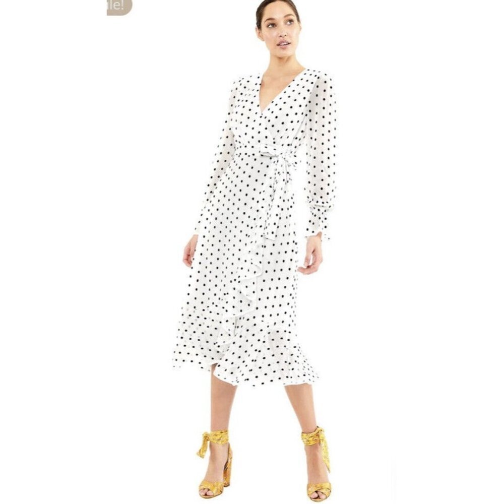 La Maison Talulah Women's White/Black Something About You Midi Dress SZ Mβ